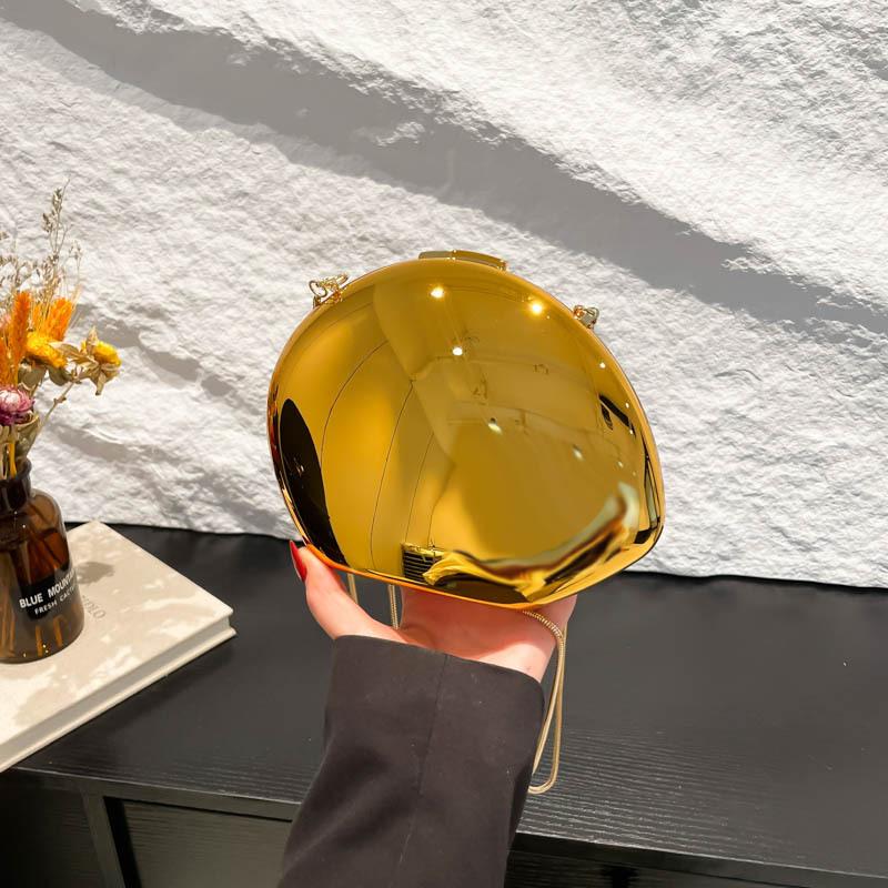 Personalized acrylic bag 2025 new European and American fashion glossy metal goose egg box bag women's messenger bag