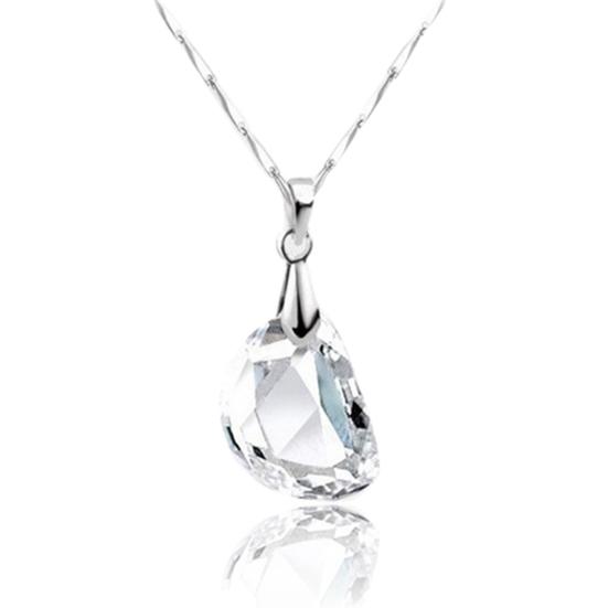 Женский комплект ювелирных изделий из белого золота со стразами в форме горошины, ожерелье, серьги