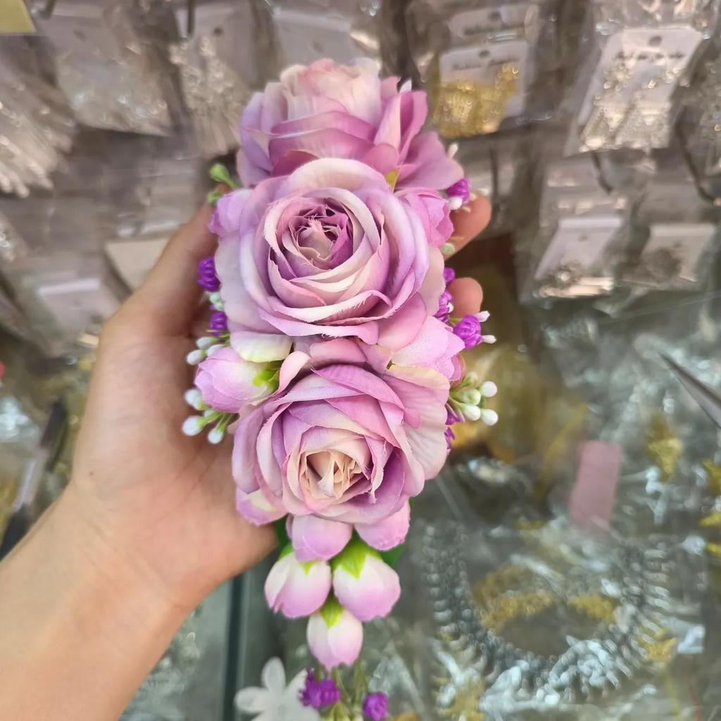 Юньнаньский этнический гребень для волос с головным украшением - Ручная работа, головной убор для тайского танца и аксессуар для выступления в фотостудии