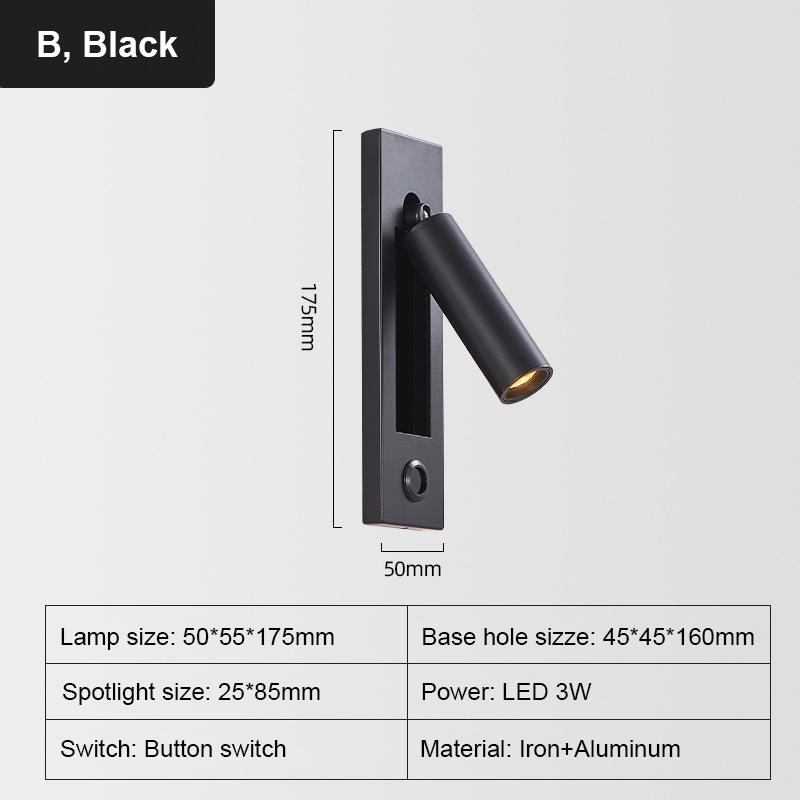 Современный светодиодный настенный светильник медно-черного цвета, встроенный настенный светильник, светодиодный 3 Вт USB, светодиодный настенный светильник для чтения, регулируемые ночники, настенный светильник