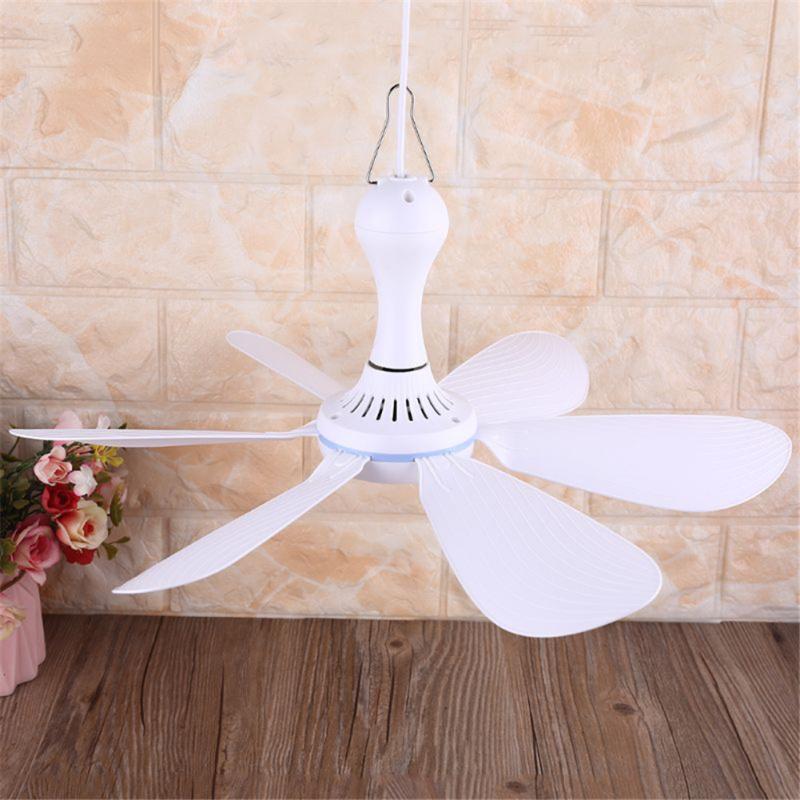 5v 6 Blades Ceiling Fan 16.5 Inch Hanging Usb Fan Air Cooler For Camping Dormitory Home Bed