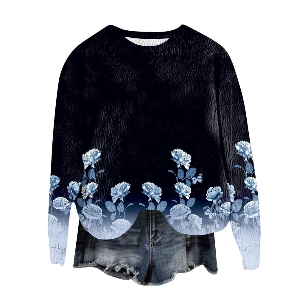 Женский модный пуловер с круглым вырезом, футболка с длинным рукавом, с принтом