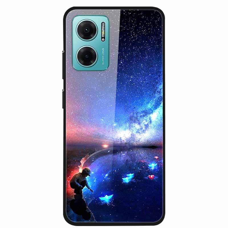 Чехол Для Xiaomi Redmi Note 11E Роскошный Закаленное Стекло Жесткая Задняя Крышка Для Redmi Note 11E Capa Ударопрочный Цветок Funda Волк Coque