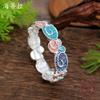New Enamel Geometric Flower Elastic Bracelet, Women's Simple and Versatile Irregular Petal Bracelet