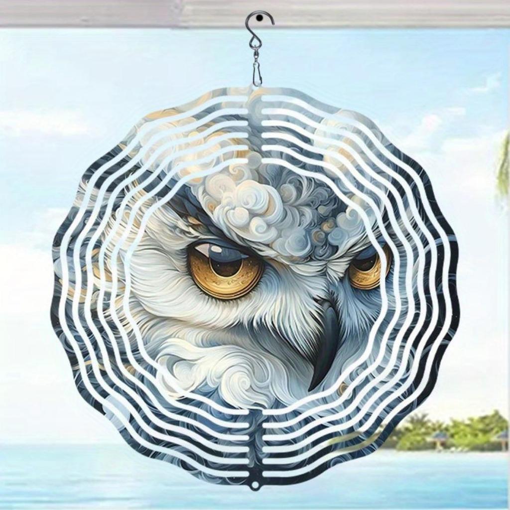 Классическая Фэнтези Сова Металлический Колокольчик Ветра Синий Белый Кинетический Подвесной Декор для Открытого Сада Патио Рождественский Подарок на День Благодарения Не Требуется Электричество