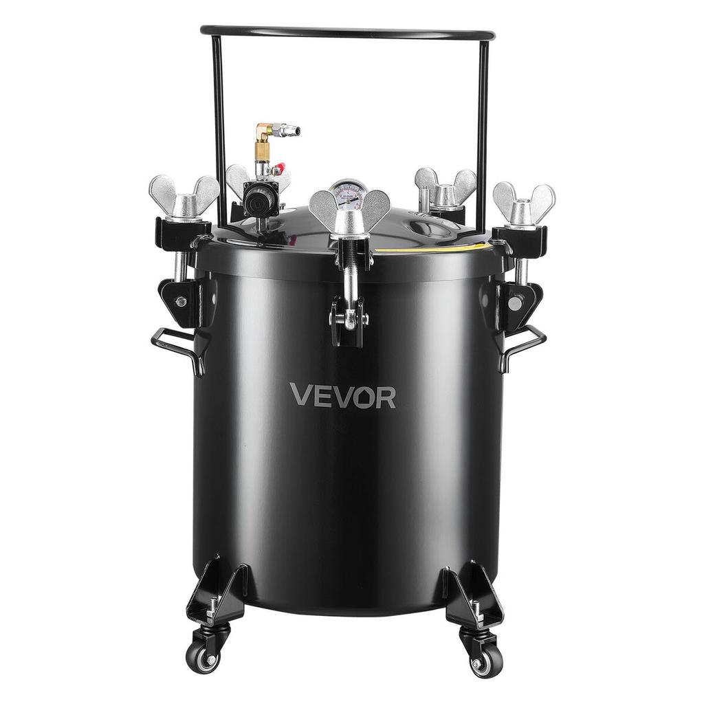Pressure Pot Paint Tank, 40 L Heavy Duty Steel Pressure Pot Tank, Spray Paint Pressures Pots with Three Quick-Connect Couplers for Home Use, DIY, Art