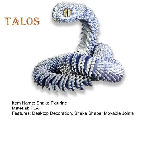 Художественная 3D-печатная фигурка змеи с подвижными суставами для украшения дома