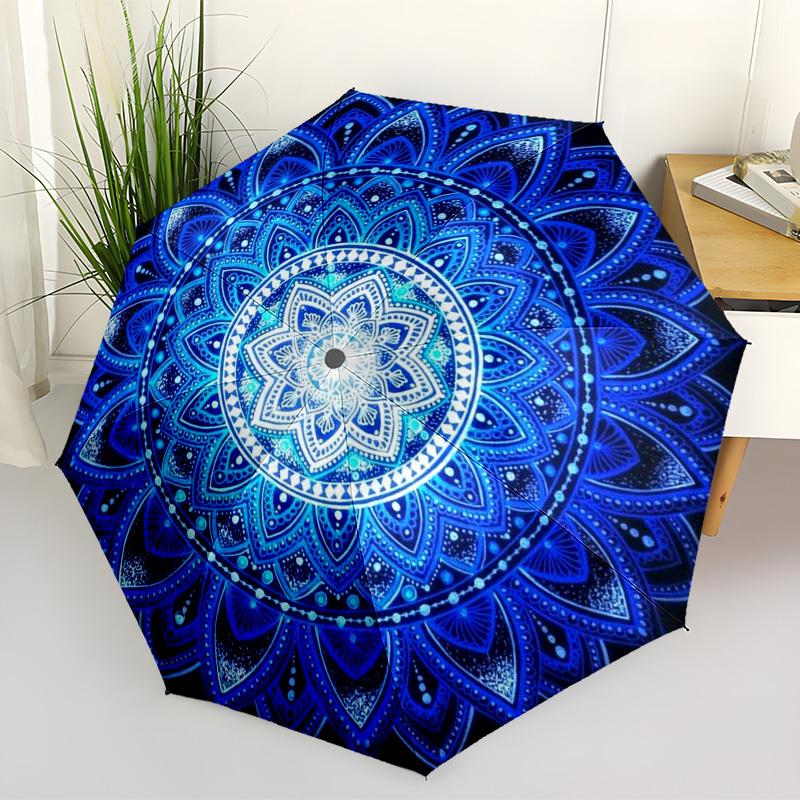 1pc Mandala Art Automatic Open/Close Umbrella, Halloween & Gifts - Ideal for Daily, Formal, Party Use, Durable Canopy yy251011024