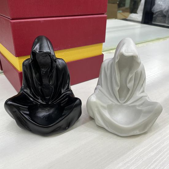 Статуя Мрачного Жнеца Готический Подставка для Хрустального Шара Декор Книжной Полки Таинственная Жуткая Скульптура в Мантии Волшебника для Хэллоуина Домашний Декор