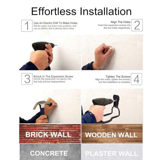 Вешалка для электроинструмента Настенные крючки для гаража Нержавеющее ПВХ-покрытие Простая установка Прочная несущая способность