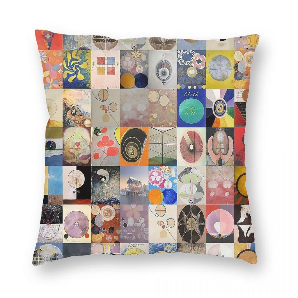 Hilma Af Klint Collage Square Pillowcase Polyester Linen Velvet Creative Zip Decor Throw Pillow Case Sofa Seater Cushion Cover