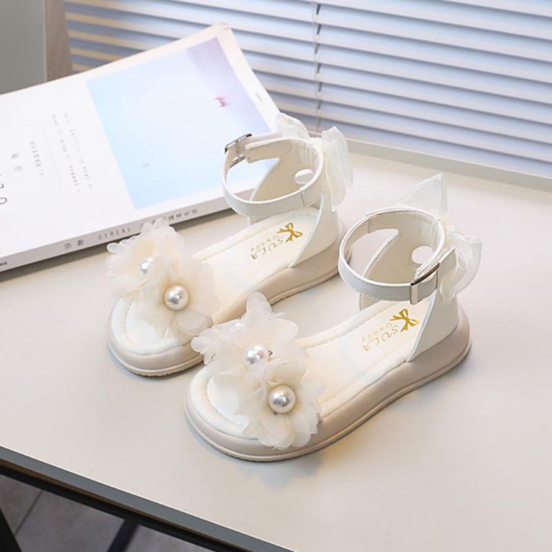 Детские летние сандалии Chic Bowtie Girl Princess Толстые пляжные сандалии Fashion Pearl Kids Causal с открытым носком Римские сандалии
