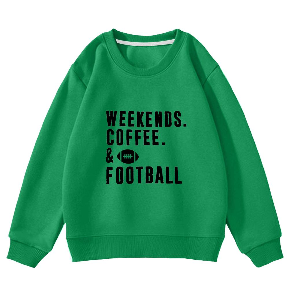 WEEKENDS.COFFEE. & FOOTBALL printed sweater autumn and winter men's and women's casual crew neck jumper