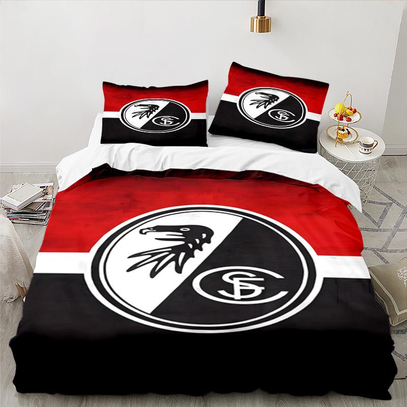 3PCS Eagle Symbol Frei-burg Football Bedding set,Ideal for1pc Duvet Cover And 2pcs Pillowcases Perfect for Christmas gift,Ideal for Bedroom,Dormitory