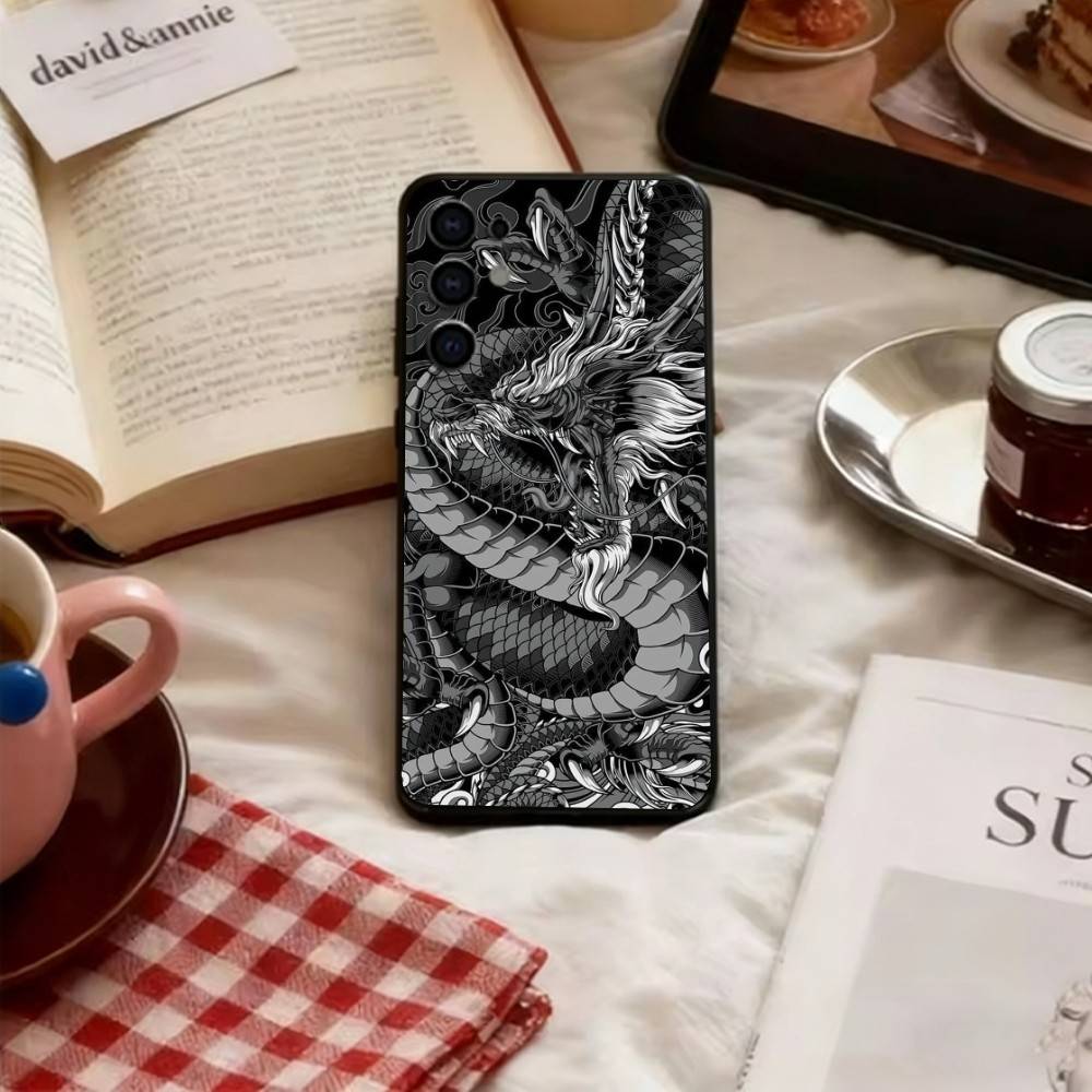 Чехол для телефона «Священный Дракон» для Samsung S25, S24, S21, S22, S23, S30, Ultra, S20, Plus, Fe, Lite, Note, 10, Черная крышка