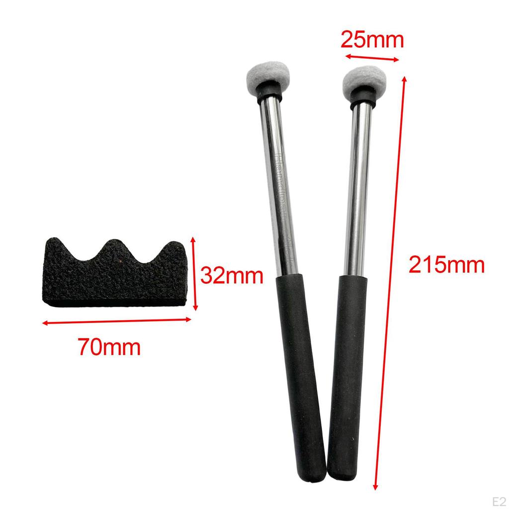 2 Pieces Tongue Drum Sticks Rubber Head Percussion Instrument Parts with Bracket Mallet