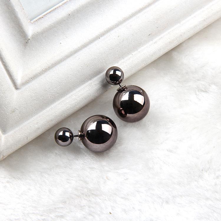 Cute Beans Korean Double-Sided Pearl Ball Earrings - Trendy, Versatile Jewelry