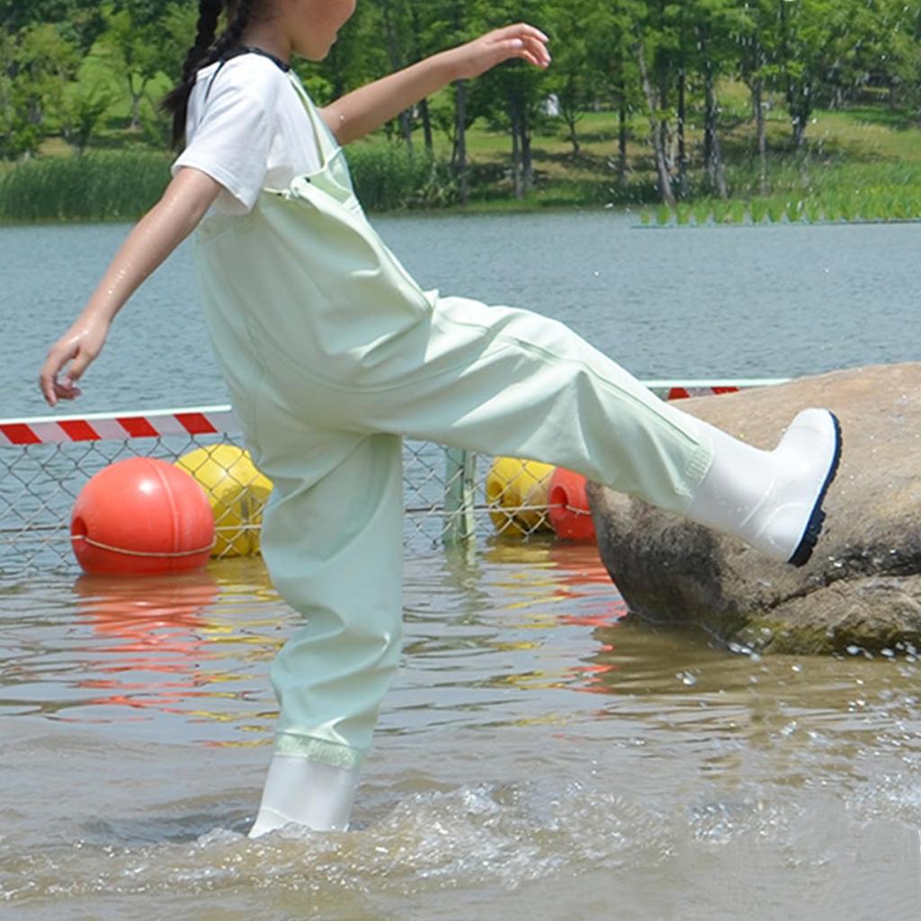 Waders with Integrated Waterproof and Waders Foot Length Ech.Apr Kids' Chest-High Boots, Pants, Pockets, Non-Slip (Light Blue, 18cm)