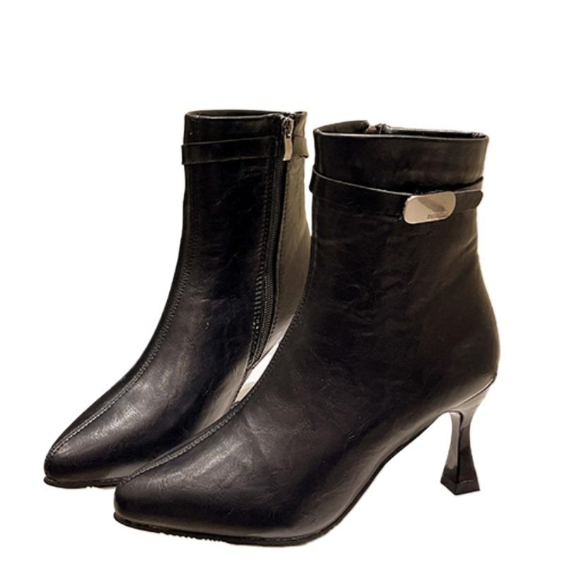 Женские ботильоны на высоком каблуке, сексуальные замшевые элегантные туфли с острым носком, женская мода 2024 года, туфли-лодочки «Челси», зимние туфли Botas De Mujer