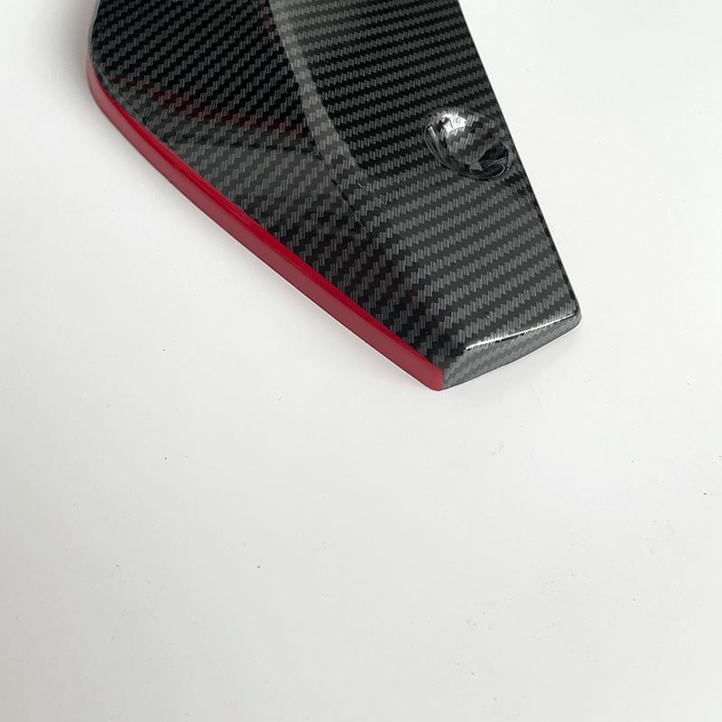 Pair Car Rear Bumper Lip Wrap Angle Splitter Diffuser Carbon Fiber Look+Red Line