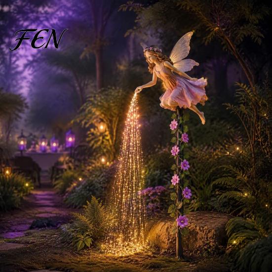 Waterproof Garden Stakes for Patio Fairy Sprinkling Magic Dust Solar Light, Outdoor Front Yard Tale Accessories Statue with LED Light String,