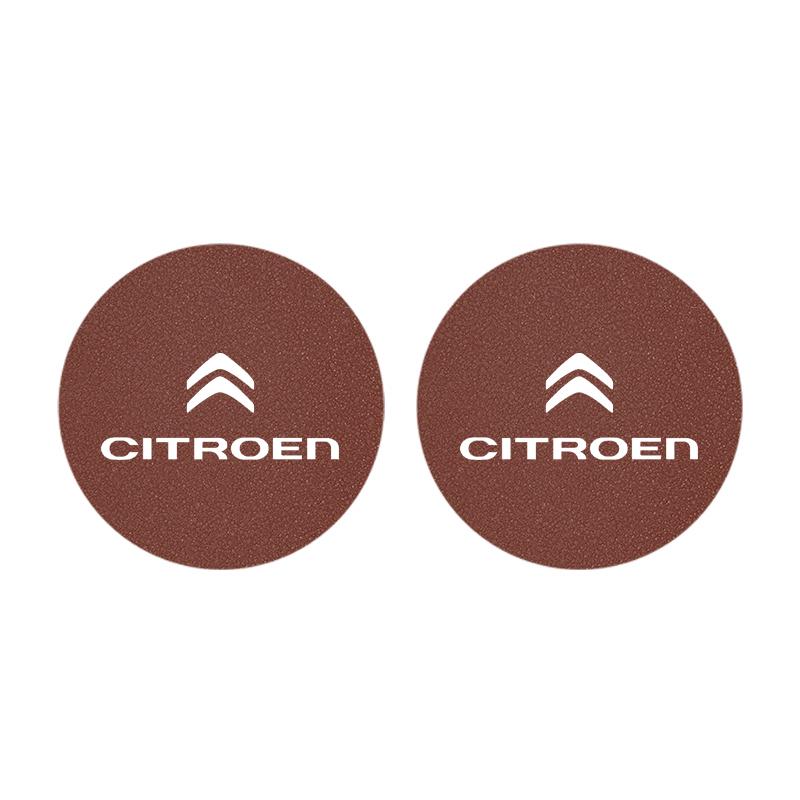 TXBB4 2PCS Citroen Emblem Badge Car Anti Slip Mat Coaster Water Cup Slot For Citroen C8 DS3 C6 C3 Vts C4 Saxo C4L C5 C2 C1 Xsara C3-XR