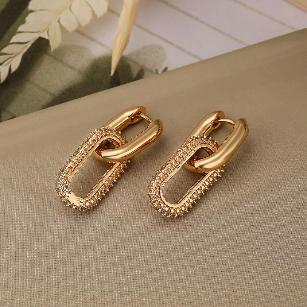 Gold Color Round Hoop Earrings Retro Accessories Luxury Drop Earrings  Women