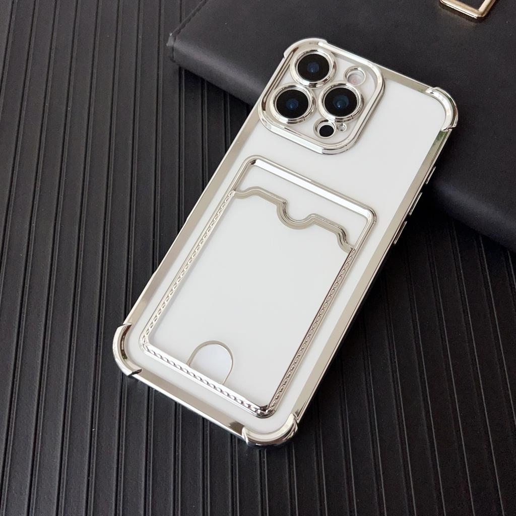 Прозрачный Мягкий Держатель для Карт Сумка Чехол Для Для Iphone 17 16e 16 15 14 13 12 mini 11 Pro X XR Xs Max 7 8 Plus Ударопрочный Покрытый Чехол