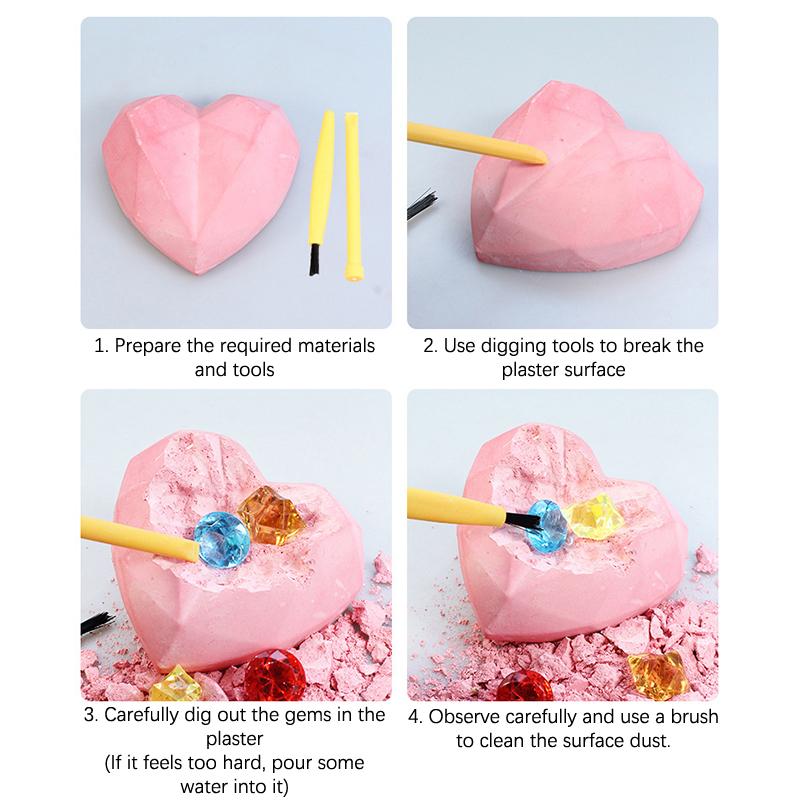 Археологический набор для раскопок драгоценных камней Love Heart, самодельные раскопки, сокровища, ископаемые, игрушка, детский научный набор, набор для горнодобывающей промышленности