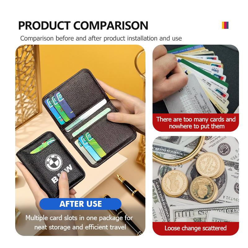 Zipper Short Wallets Multi Slots Leather Card Holder Coin Purse For BMW M Performance E36 E46 E60 E90 E91 E92 E93 F30 F20 xkhr50