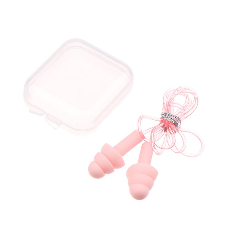 1Pair Soft Silicone Ear Plugs With Rope Water Sports Hearing Protection Noise Reduction Earplugs Swimming Pool Accessories