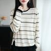 Новый осенний повседневный и простой полосатый свитер с цветными блоками, свободная футболка с длинным рукавом, базовый топ