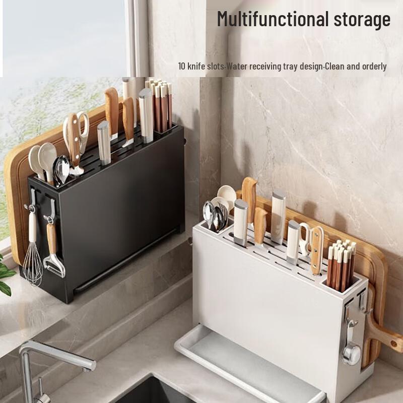 Multifunctional Kitchen Countertop Storage Rack with Knife & Chopstick Holder