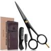 Beauty Crafts 5 Inch German Beard Beard Scissors 2 Mustache Combs for Facial Hair with Beautiful Pouch Beard Trimming Scissors Used for Cutting and
