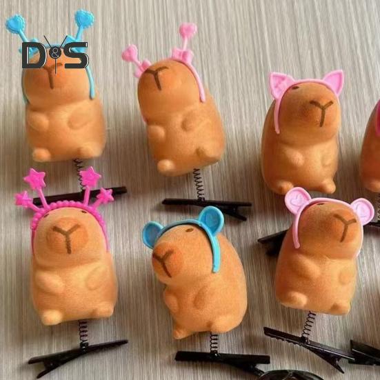 5 шт. шпилька для волос для девочек, весенний дизайн, декор капибара, заколки для волос, яркие цвета, аксессуары для волос, зажим для укладки волос