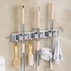 Multi-Purpose Hooks Mop Rack Wall-Mounted Mop Storage Box Broom Hanger Hook Bathroom Waterproof Wall Aluminum Alloy Bore Hook