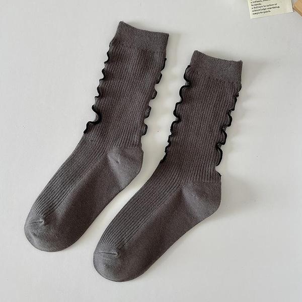 1PAIR Носки женские весна/лето новый стиль волнистые персонализированные носки средней длины носки для девочек в стиле академии моды