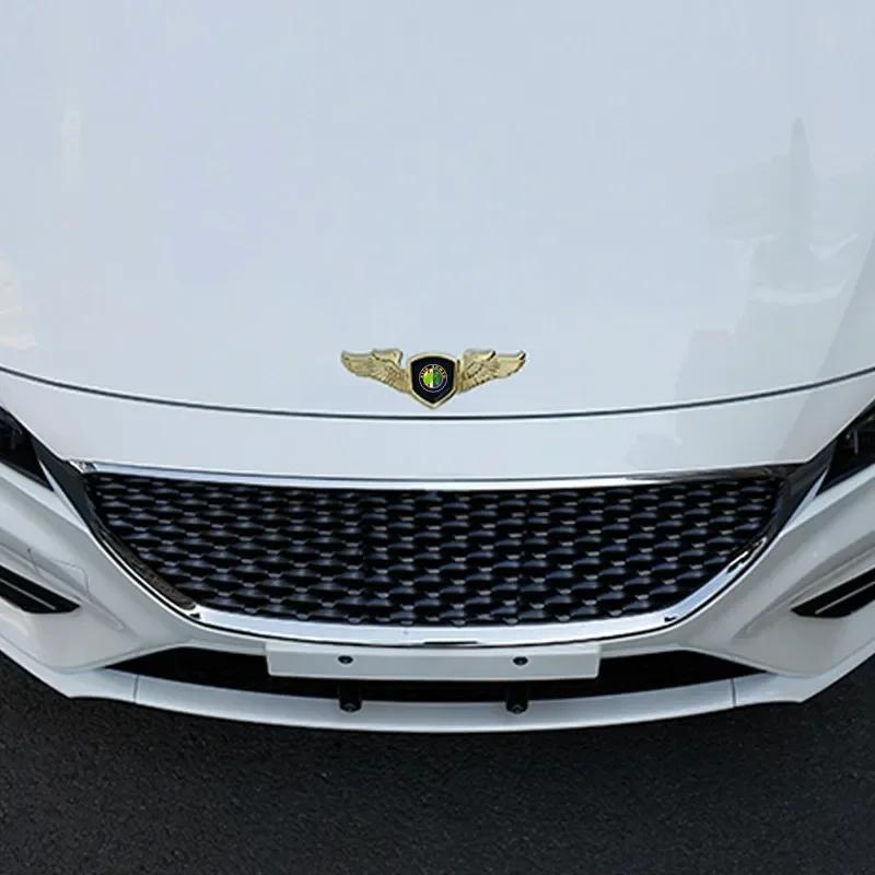 IZGZ4 Car Styling Metal Chromed Emblem Badge Sticker for Alfa Romeo Alfa Rome 155 159 156 Giulia Mito Stelvio 4C Spider GT Accessories