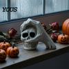 Уникальный сувенир на Хэллоуин, скульптура руки-черепа, готическая фигурка головы скелета, жуткая смоляная декорация для атмосферы бара в помещении для