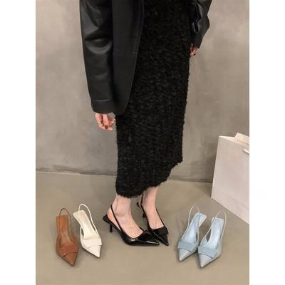 Черный темперамент знаменитость сумка голова сандалии туфли феи 2025 новый весна и лето французские остроносые туфли на высоком каблуке одинарные туфли