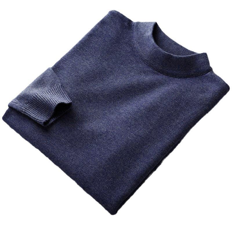 Свежий и элегантный свитер мужской антипиллинговый высококачественный трикотажный свитер с высоким воротом приталенный свитер с длинным рукавом однотонный трендовый мужской свитер