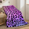 Leopard print pattern on a pink and purple gradient background. for all seasons blanket lunch break throw gift