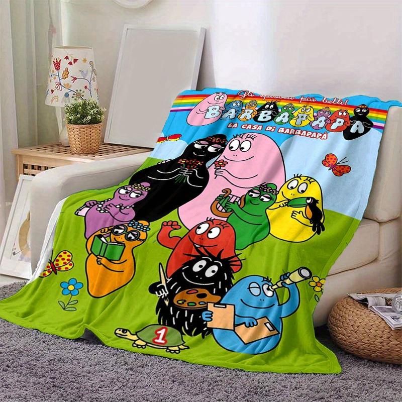 1pc, Barbapapa Rainbow Family Blanket, Soft Throw for Home Decor, Couch Cover, Outdoor Use, Travel, Camping, Car, Beach, Office Nap, Perfect Gift for