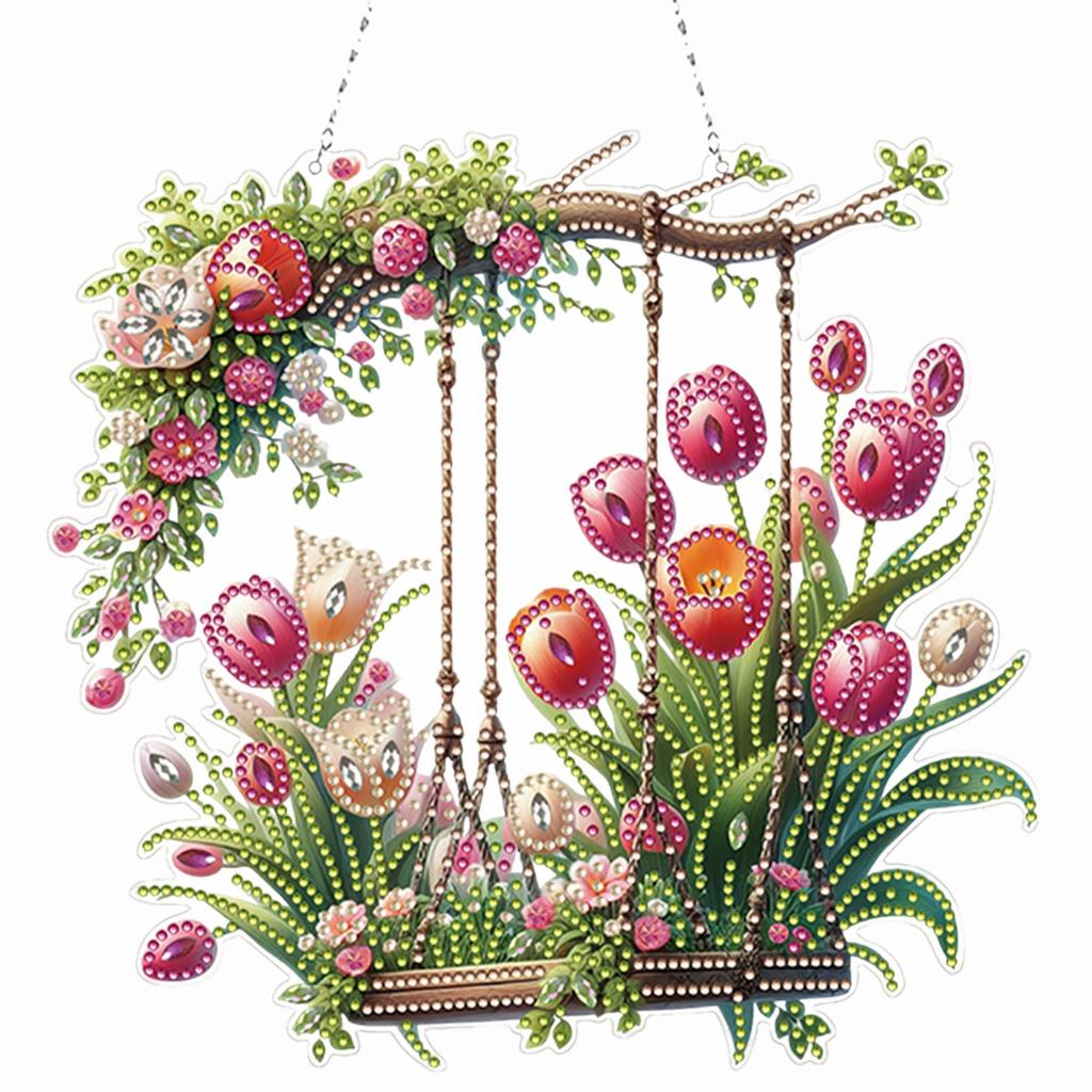 Acrylic 2D/Flat DIY Diamond Painting Set Rhinestone Diamond Art Window Pendants Diamond Art Pendant Home Wall Decoration Crafts