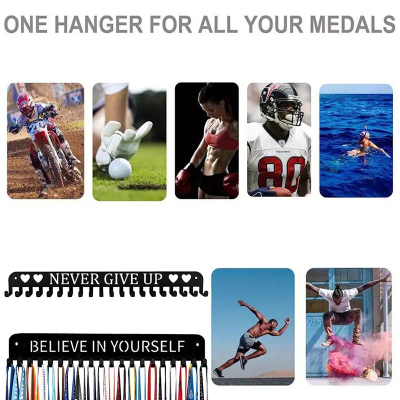 Medal Display Rack Metal Medal Hanger Holder Organizer Wall Mounted Large Capacity Award Holder For Race Soccer Sports Karate