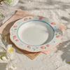 Cute Pink Strawberry Hand-painted Underglaze Ceramic Tableware Household Soup Bowl and Dish Set Dinner Plates