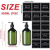 500ML 2 Pack Shampoo Conditioner Body Wash Dispensers Soap Dispenser Bottle Shampoo Lotion Shower Pump Bottle Liquid Container with 12 Labels