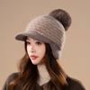 Winter Faux Rabbit Fur Fleece Thickened Ear Protectors Knitted Wool Hat Women Travel Outdoors Warm Fashion Hat Women
