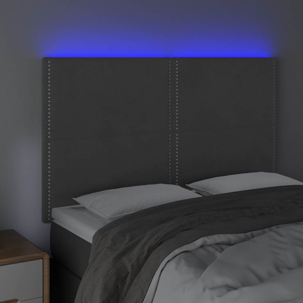 LED Headboard Dark Gray 144x5x118 128 cm Velvet