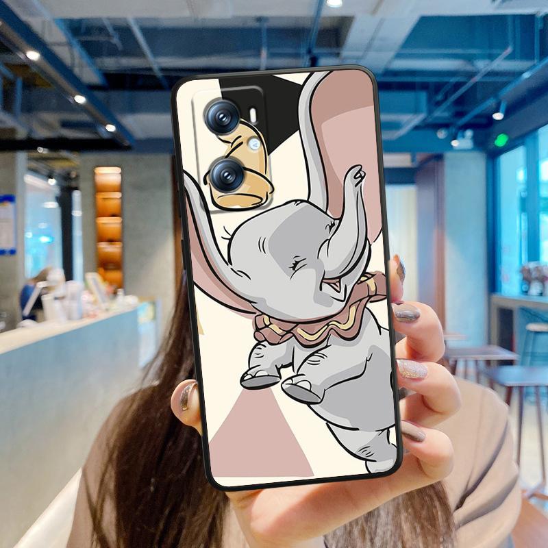 Милый мультфильм Дамбо для OPPO Find X6 X5 X3 A54S A5 A94 A16 A53S A57 A74 A72 A98 A78 A96 A9 5G черный мягкий чехол для телефона